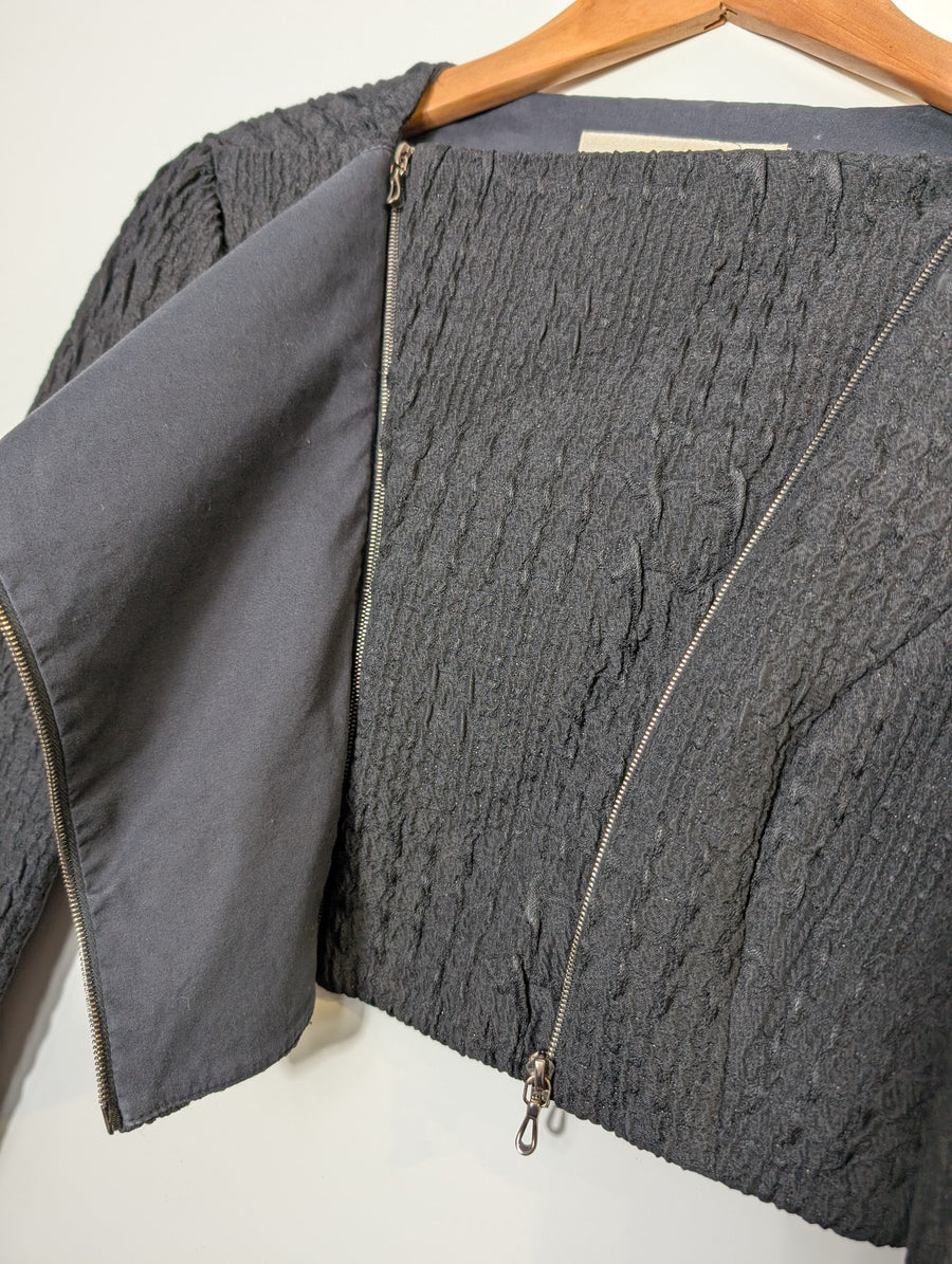 Willow Cropped Zip Jacket Black Textured - Image 4