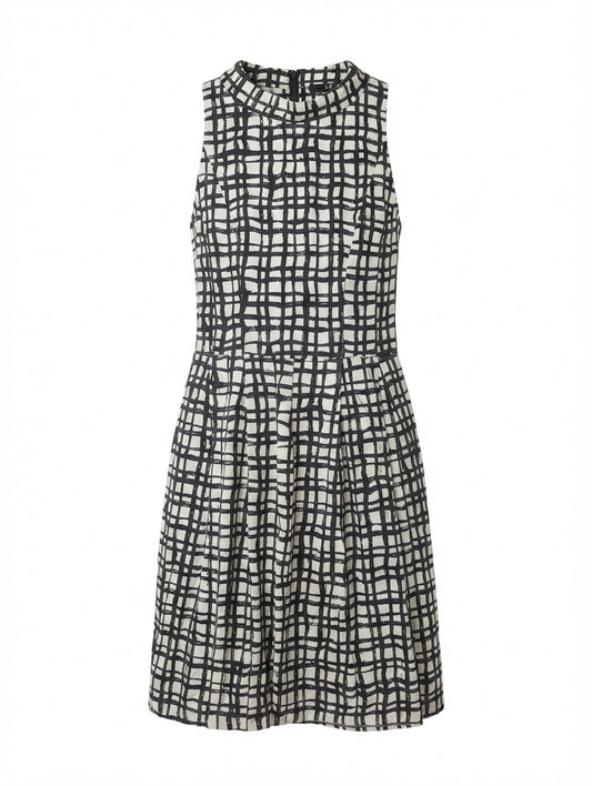 CUE Sleeveless Grid Print Dress Women's AU 12 - Image 1