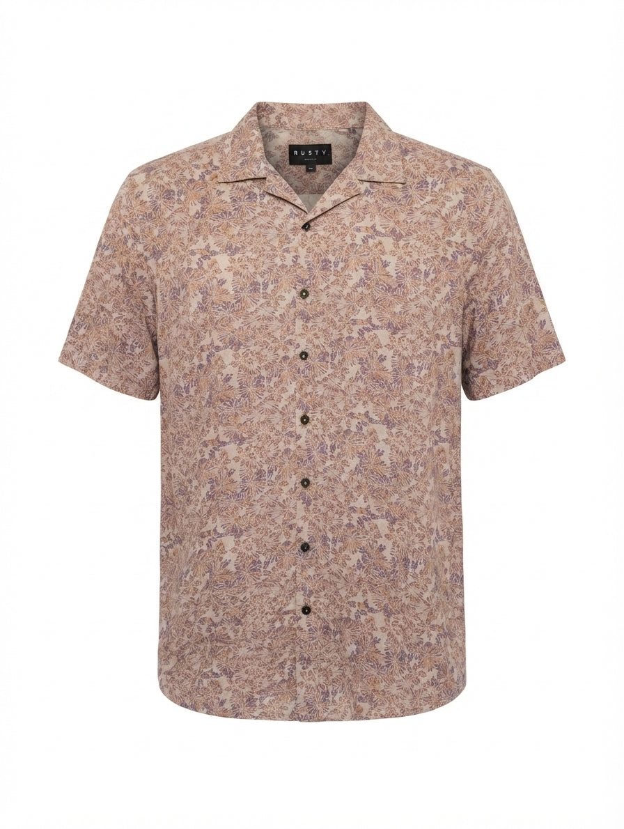 Rusty Men's Floral Short Sleeve Button-Up Shirt Multicolour Size M - Image 1
