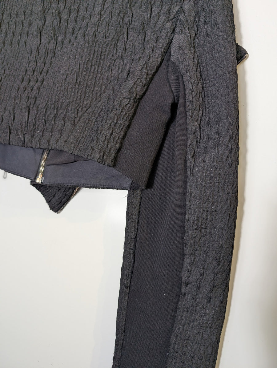 Willow Cropped Zip Jacket Black Textured - Image 7