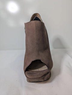Nicholas Kirkwood Suede & Metallic Leather Peep-Toe Platform Booties Size 38.5 - Image 5