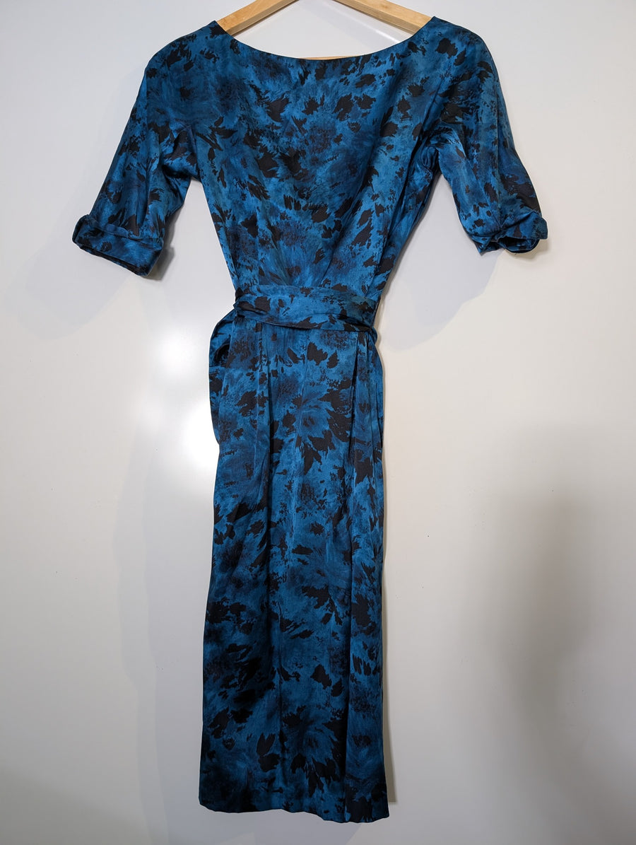 Collette Dinnigan Silk Wrap Dress Blue Floral Print XS - Image 2