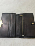 Oroton Croc-Embossed Leather Clutch Wallet Black Gold Bar - Image 2