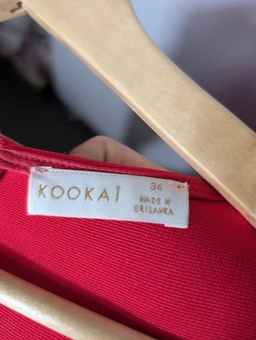 Kookai Long Sleeve V-Neck Mini Dress Red Size 34 - Image 2