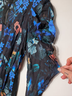GINGER&SMART Floral Midi Dress Black Blue Pink Size 8 - Image 4