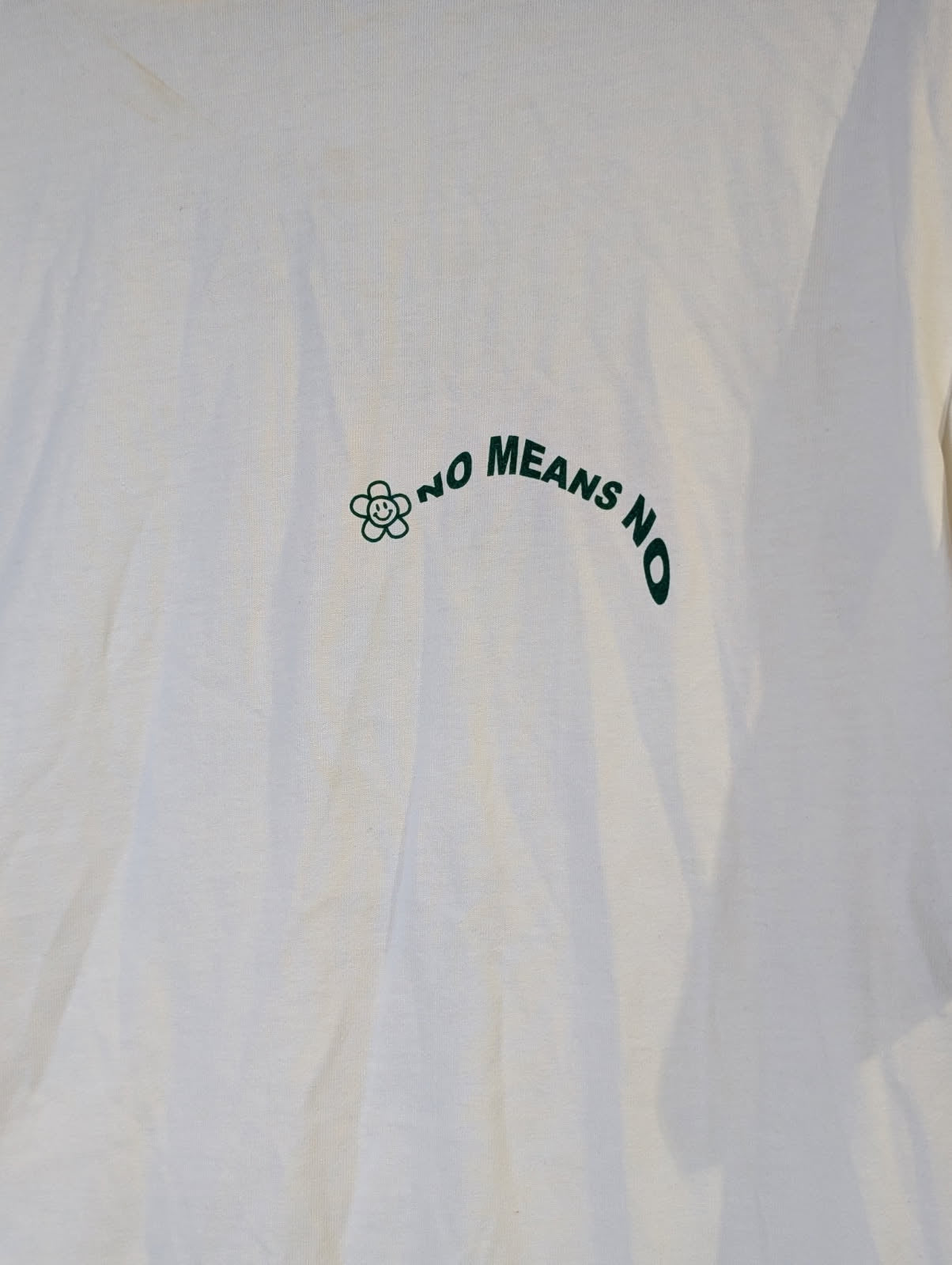 Online Ceramics 'No Means No' Graphic T-Shirt White Small - Image 2
