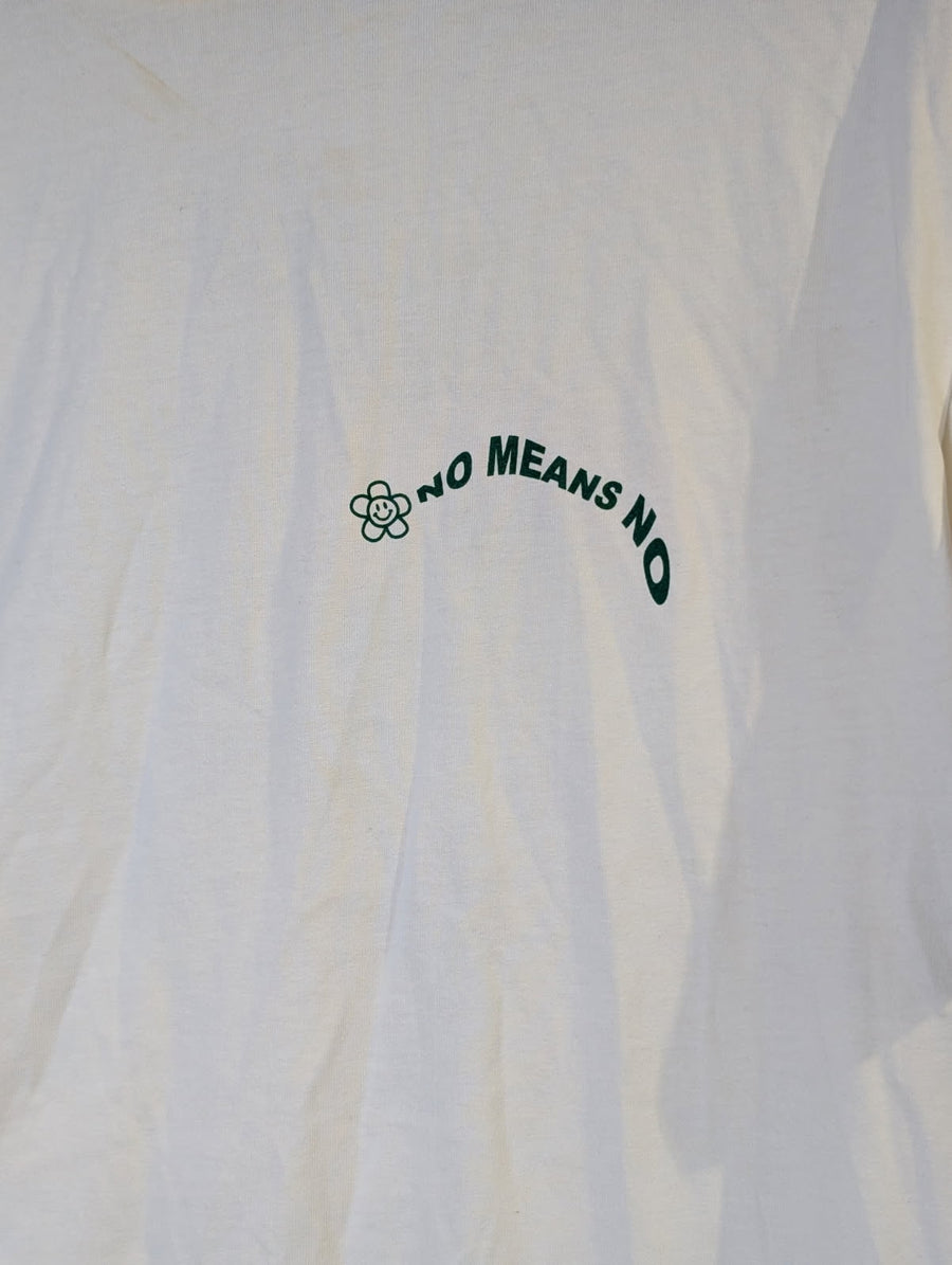 Online Ceramics 'No Means No' Graphic T-Shirt White Small - Image 2