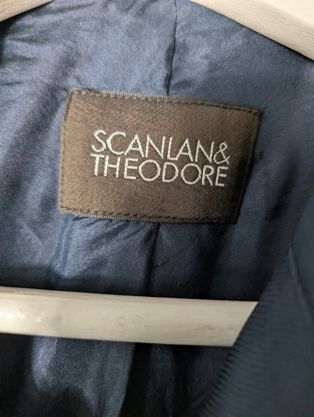 Scanlan & Theodore Double-Breasted Trench Coat Navy Blue - Image 5