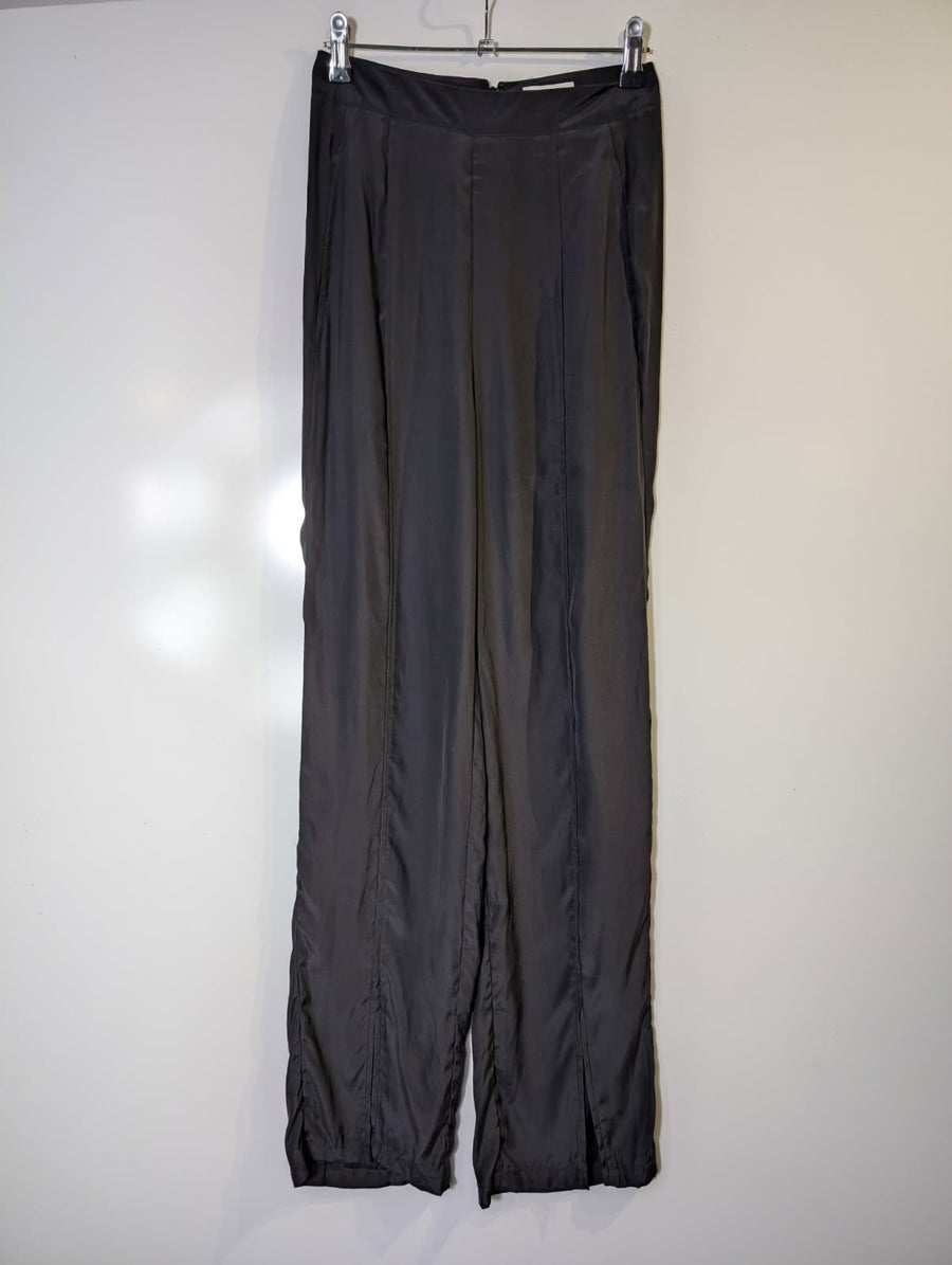 SIR. Wide Leg Trousers Black Silk Front Seam Detail Size 0 - Image 12