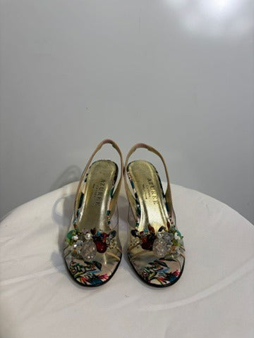 Azurée Cannes Floral Vinyl Slingback Heels EU 36 - Image 3