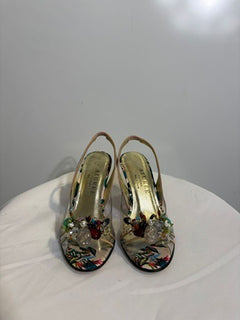 Azurée Cannes Floral Vinyl Slingback Heels EU 36 - Image 3