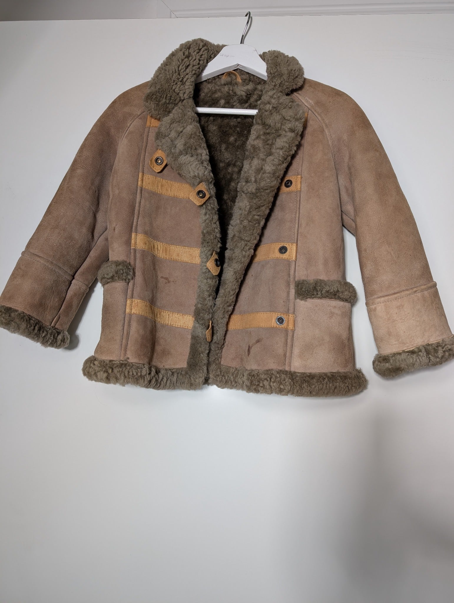 Scaffa Vintage Shearling Toggle Coat Tan Size 26 - Image 1