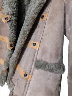 Scaffa Vintage Shearling Toggle Coat Tan Size 26 - Image 2