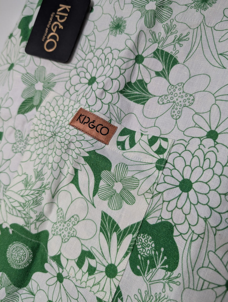 Kip&Co Linen Tote Bag Green Floral Print One Size - Image 3