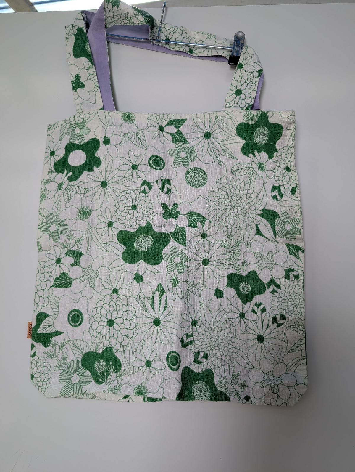Kip&Co Linen Tote Bag Green Floral Print One Size - Image 4