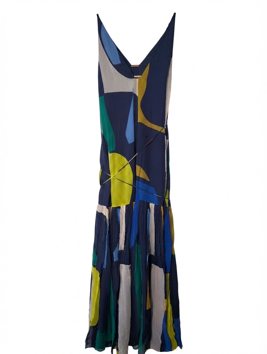 Ginger & Smart Abstract Print V-Neck Maxi Dress Size L - Image 1