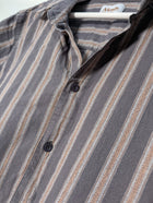 Afends Short Sleeve Striped Button-Up Shirt Grey Men's L - Image 3