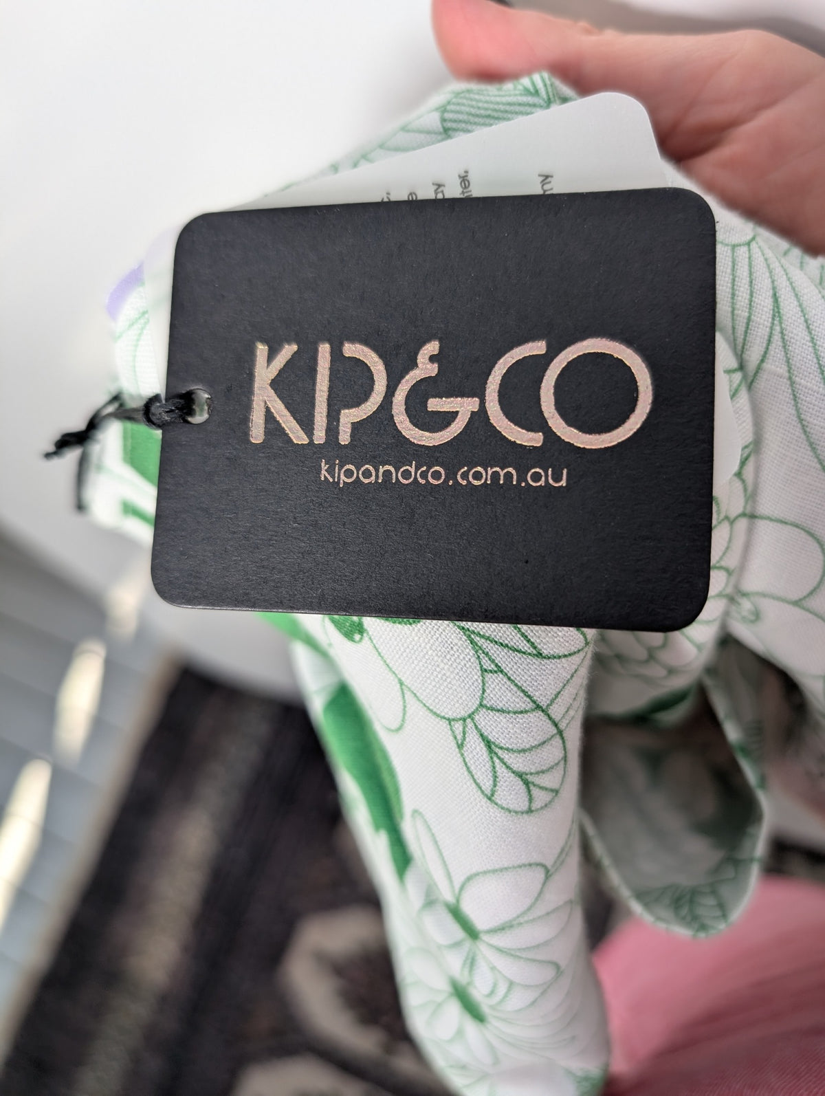 Kip&Co Linen Tote Bag Green Floral Print One Size - Image 7