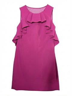 Diane von Furstenberg Ruffle Shift Dress Hot Pink Size 8 - Image 1