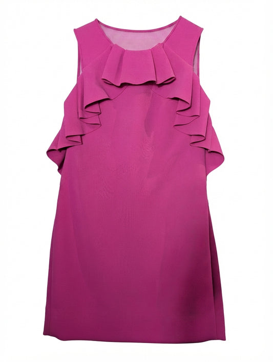 Diane von Furstenberg Ruffle Shift Dress Hot Pink Size 8 - Image 1