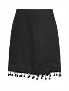 DKNY Linen Wrap Skirt Black Embroidered Hem Size 4 - Image 1