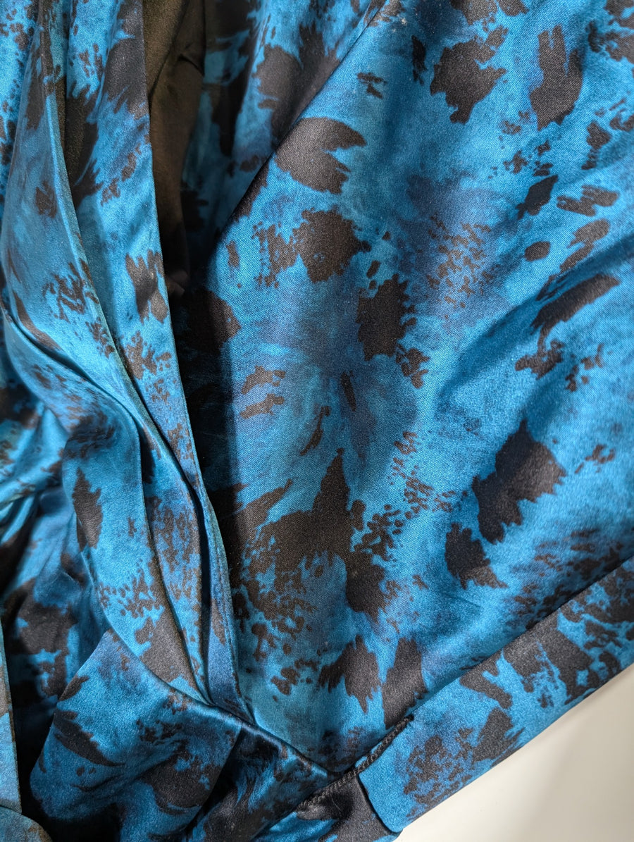 Collette Dinnigan Silk Wrap Dress Blue Floral Print XS - Image 3