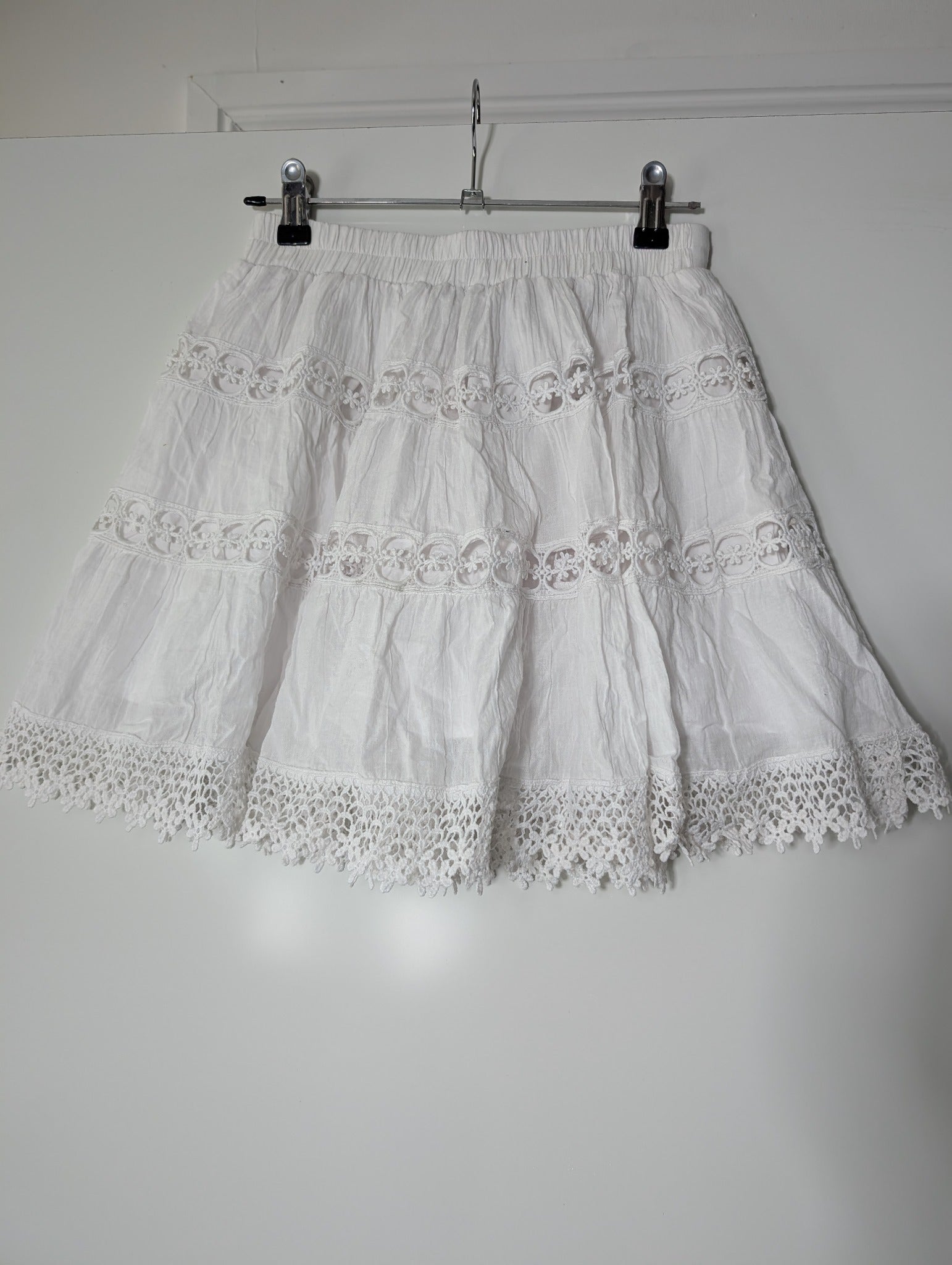 Seven Wonders Tiered Cotton Skirt White Size XS - Image 3