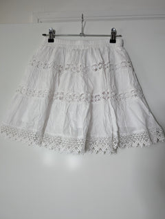 Seven Wonders Tiered Cotton Skirt White Size XS - Image 3