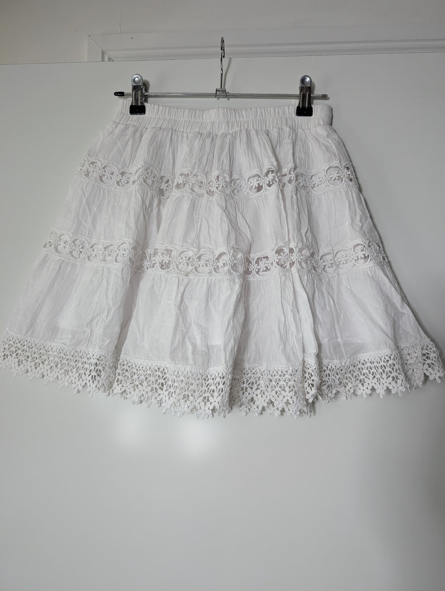 Seven Wonders Tiered Cotton Skirt White Size XS - Image 3