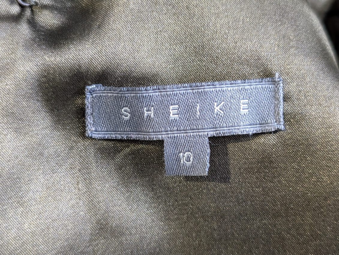 Sheike Sleeveless Peplum Dress Olive Green Size 10 - Image 5