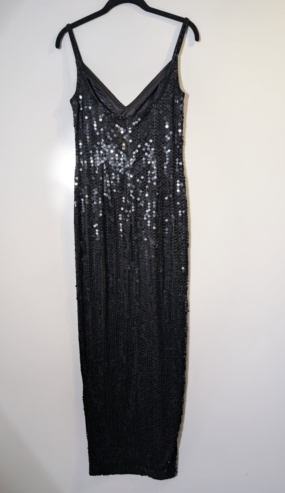 Famory Sequin V-Neck Maxi Dress Black Evening Gown - Image 6