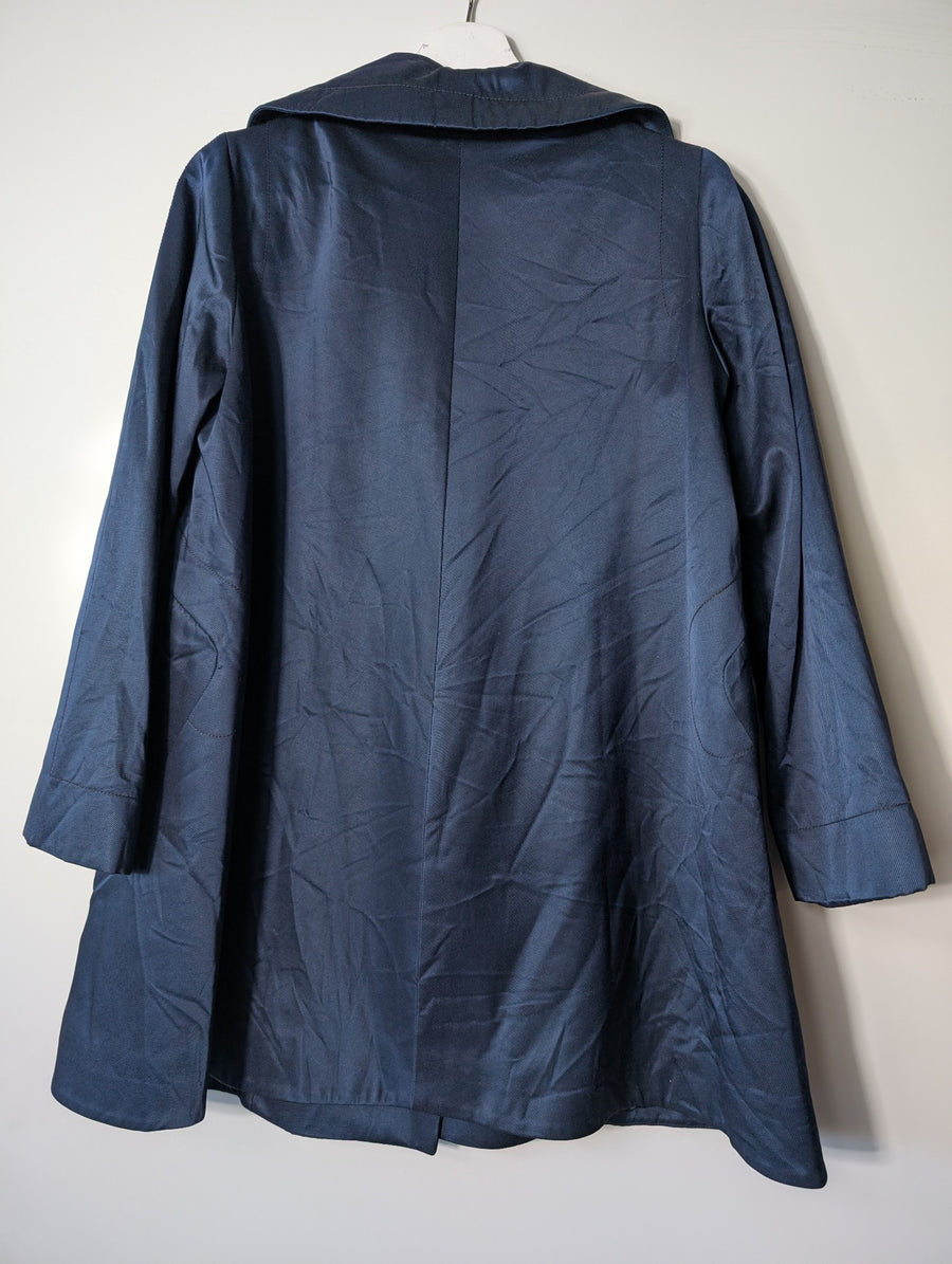 Scanlan & Theodore Double-Breasted Trench Coat Navy Blue - Image 6