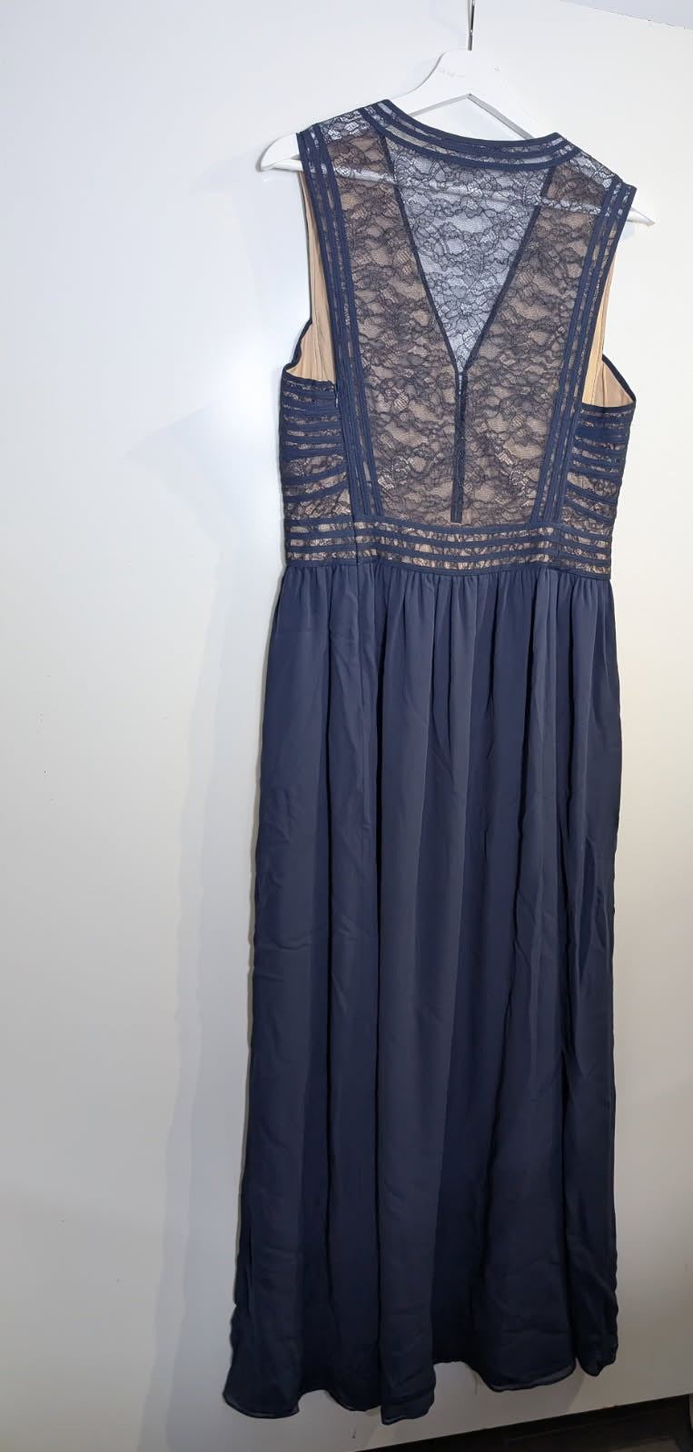 Diane von Furstenberg Sleeveless Lace and Chiffon Dress Navy Blue Size 12 - Image 4