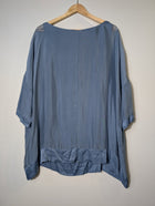 B.yu Silk Blend Oversized Blouse Blue Size M - Image 8