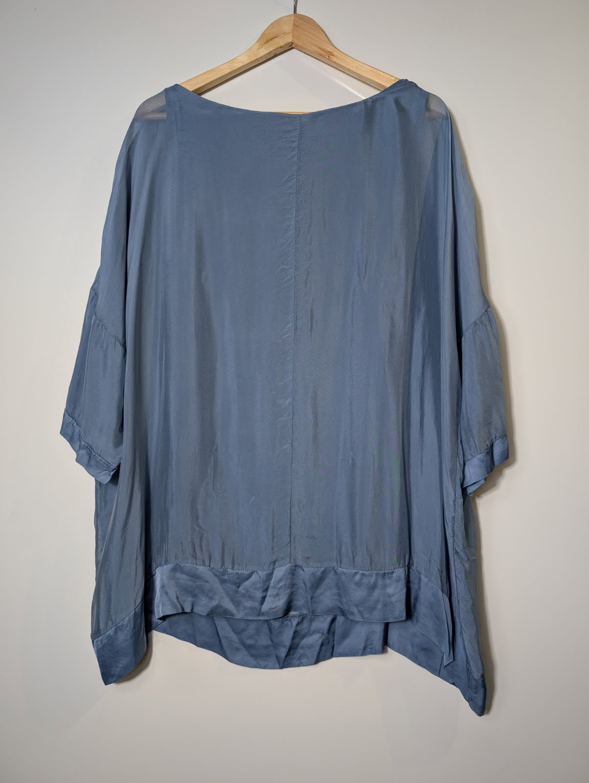 B.yu Silk Blend Oversized Blouse Blue Size M - Image 8