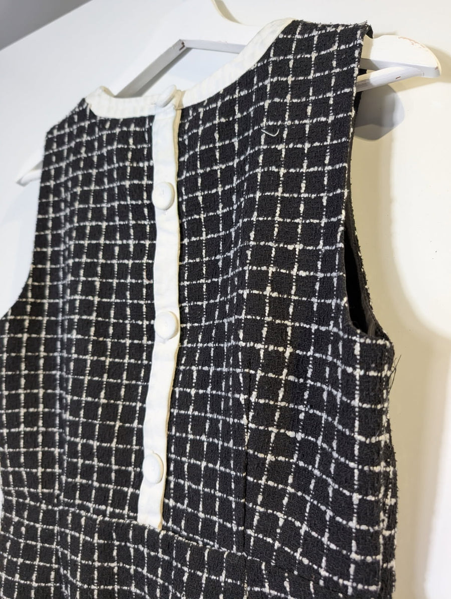 Portmans Sleeveless Tweed Check Dress Black and White Size 10 - Image 4