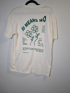Online Ceramics 'No Means No' Graphic T-Shirt White Small - Image 3