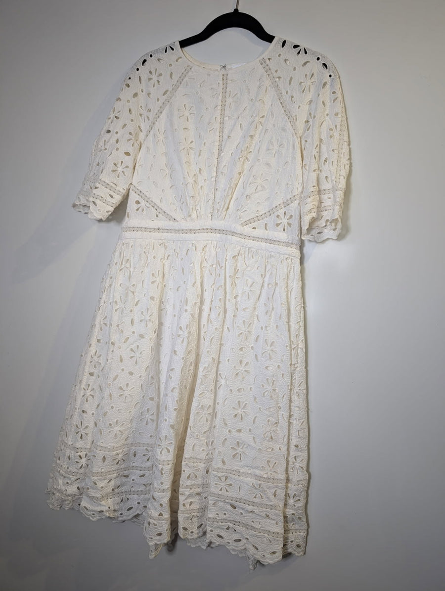 Zimmermann Eyelet Lace Midi Dress White Size 3 - Image 13