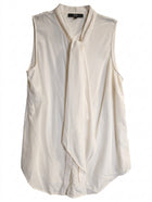 SABA Sleeveless Tie-Neck Silk Blouse Ivory - Image 1
