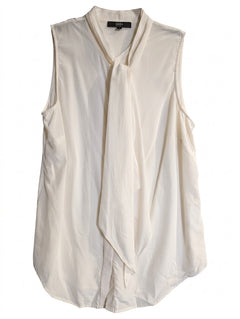 SABA Sleeveless Tie-Neck Silk Blouse Ivory - Image 1