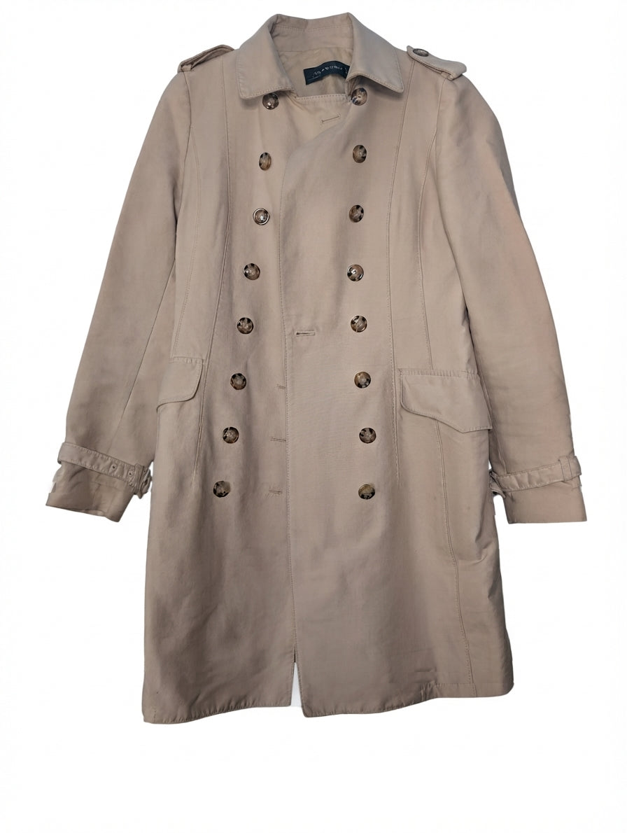 ZARA WOMAN Double-Breasted Trench Coat Beige Size M - Image 1