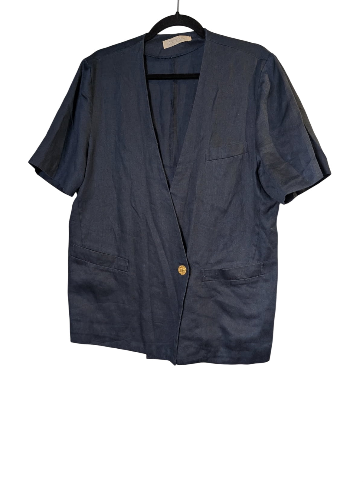 Croqus Navy Linen Blend Short Sleeve Blazer Size 9 AR
