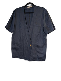 Croqus Navy Linen Blend Short Sleeve Blazer Size 9 AR - Image 1