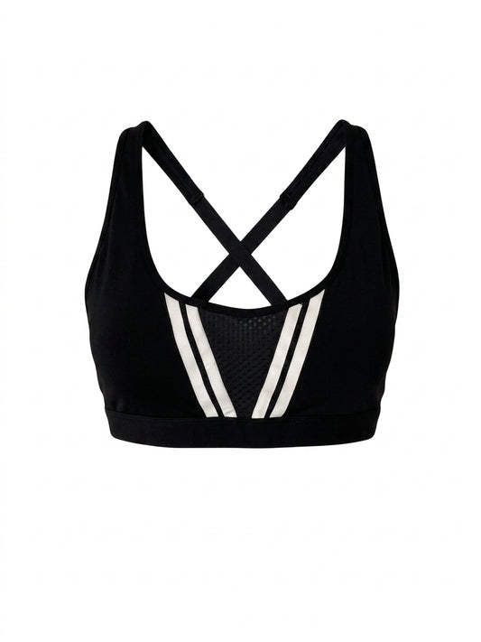 Adidas All Me 3-Stripes Sports Bra Black Size M - Image 1