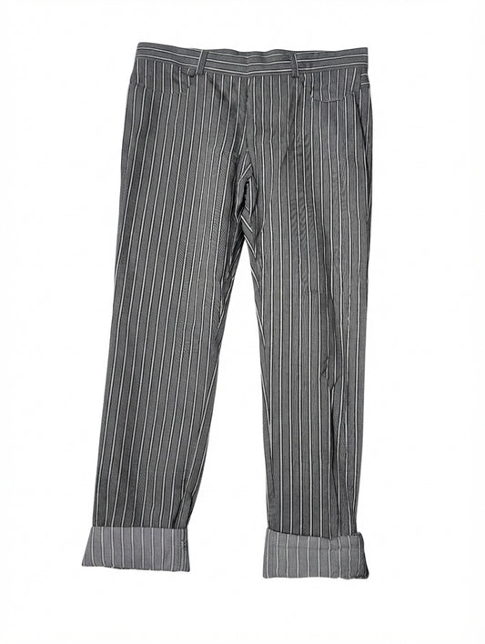Todd Lynn Harper Striped Cotton Trousers Grey White Size 29 - Image 1