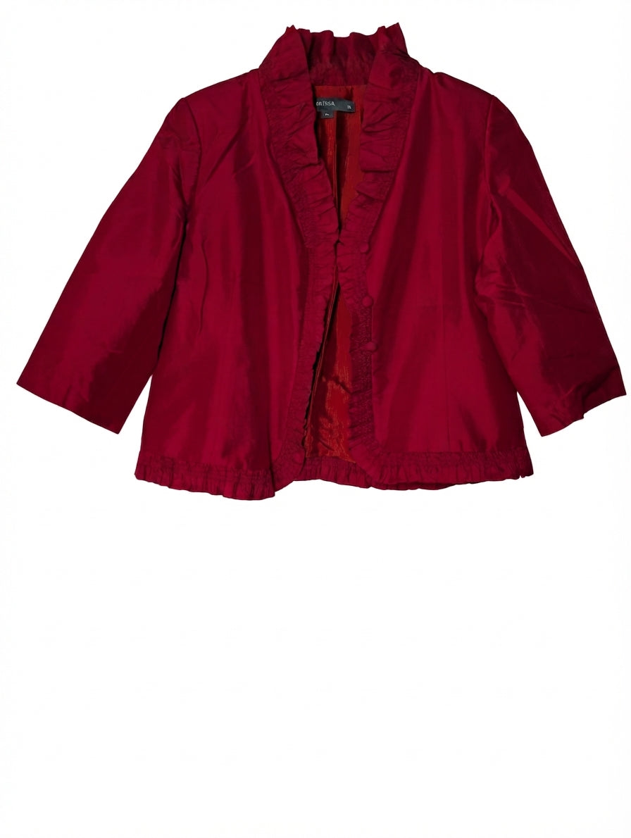 Sarissa Silk Ruffled Bolero Jacket Red XL - Image 1