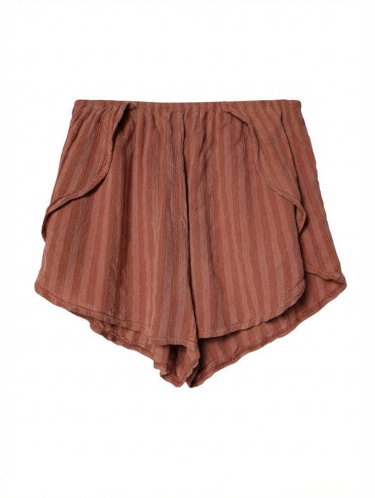 Zulu & Zephyr Striped Gauze Dolphin Hem Shorts Terracotta Size 10 - Image 1