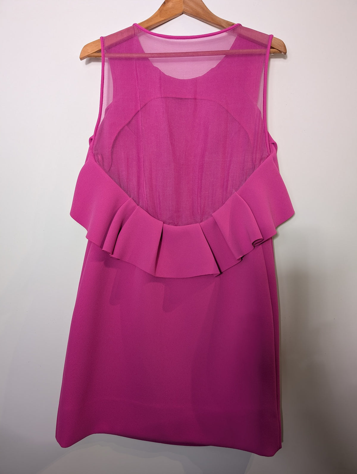 Diane von Furstenberg Ruffle Shift Dress Hot Pink Size 8 - Image 3
