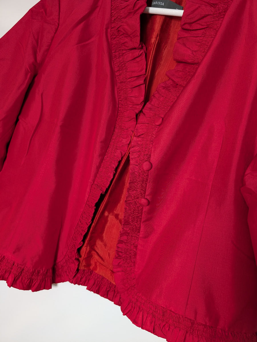 Sarissa Silk Ruffled Bolero Jacket Red XL - Image 2