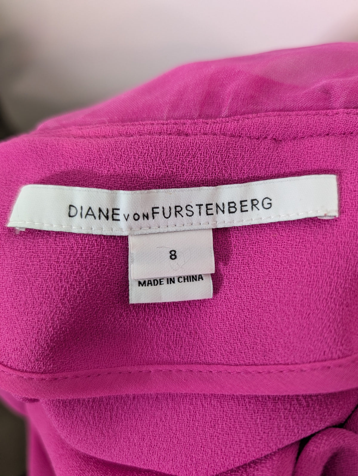Diane von Furstenberg Ruffle Shift Dress Hot Pink Size 8 - Image 5